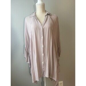 Free People Women's XS Light Mauve Batwing Sleeve Ruffled Boho Oversized Flowy
